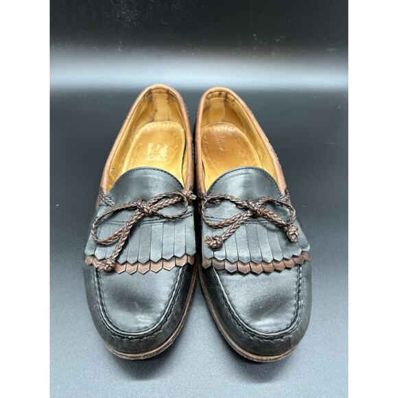 VTG Allen Edmonds Men Black Brown Leather Woodstock Loafers Sz 11 E Quiet Luxury main image 6